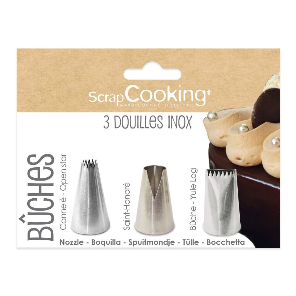 Trio de douilles inox pour décor de bûche – EMPATISSO.